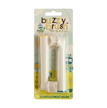 JACK N JILL  SINCE 1949 Buzzy Brush Kids Electric Musical Toothbrush Replacement Heads  Gentle Cleaning Extra Soft Bristles Rotary Design BPA Free  Kids Pack of 2