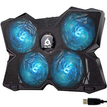 KLIM Wind Laptop Cooling Pad  More than 500 000 units sold  New Version 2024  The Most Powerful Rapid Action Cooling Fan  Laptop Stand with 4 Cooling Fans at 1200 RPM  USB Fan  PS5 PS4  Cyan