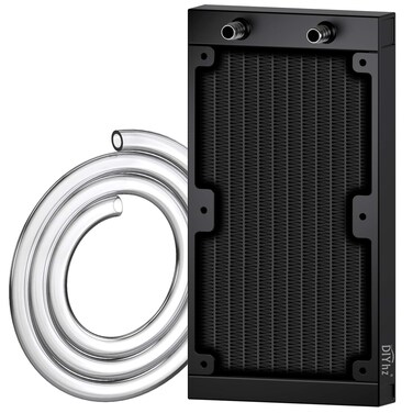DIYhz Water Cooling Computer Radiator 12 Pipe Aluminum Heat Exchanger Liquid Cooling Radiator Heat Sink 240mm for CPU PC Laser Water Cool System DC12V Black