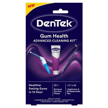 DenTek Gum Health Advanced Cleaning Kit Includes 1 Gum Cleansing Gel 1 Gum Care Tool 30 Replacable Massaging Tips