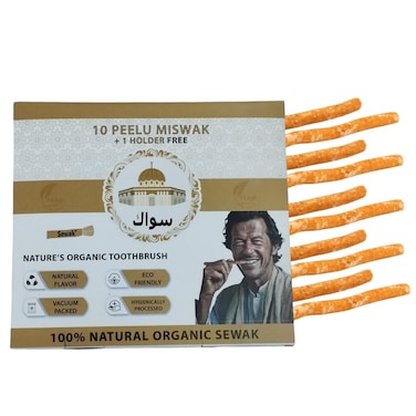 SEWAK Miswak Sticks for Teeth Natural Herbal Toothbrush with Holder 10 Tooth Stick  1 Holder