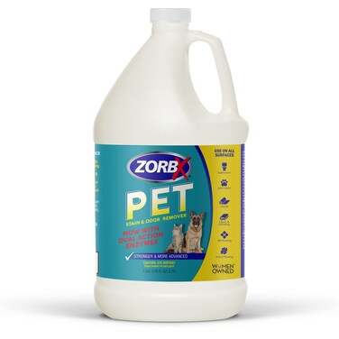 ZORBX Pet Stain and Odor Eliminator for Strong Odor  Dual Action Natural Enzymes Pet Odor Neutralizer  Stain Remover for Dog  Cat Urine  Carpet Cleaner Spray  128 FL Oz 1 Gallon