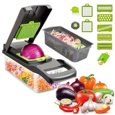 Kitchen ideas Veggie slicer 16 pieces Gray 1 16 pieces hand operated vegetable slicer veggie chopper food chopper onion cutter