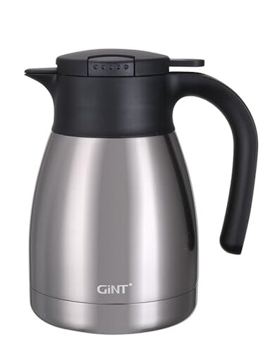 GiNT Stainless Steel Thermal Coffee Carafe with LidDouble Walled Vacuum Thermos  12 Hour Heat Retention10L Silver