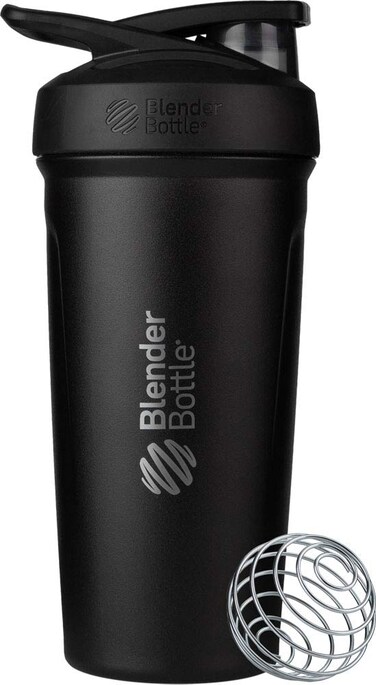 Blender Bottle Strada Insulated Shaker with Locking Lid 24Ounce Black