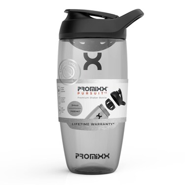 Promixx Pursuit Protein Shaker Bottle  Premium Shaker for Protein Shakes  Lifetime Durability Leakproof Odourless  700ml  24oz Stealth Black