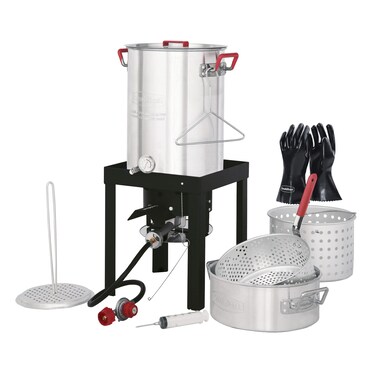 Creole Feast TFKTG3001 30 Turkey and 10 Qt Fish Fryer Boiler Steamer Set Silver