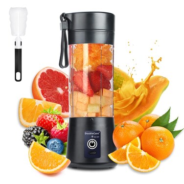 DoubleCare Portable Blender CupElectric USB Juicer BlenderMini Blender Portable Blender For Shakes and Smoothies juice380ml Six Blades Great for Mixingpink