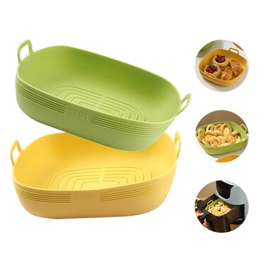 Mistifi Air Fryer Silicone Liners Square 85 Inches 2pc NonStick food grade Reusable Airfryer Silicone Pot Baking Basket Bowl for 58 to 8 Qt Air Fryer Backing Tray Over Accessories