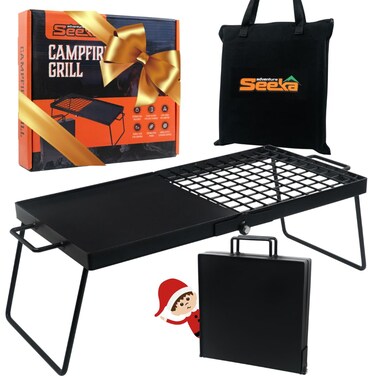 Adventure Seeka Heavy Duty 24 Folding Campfire Grill Camp Fire Grill With Folding Grill Design For Compact Storage Campfire Grill Grate And Griddle For Versatile Campfire Cooking