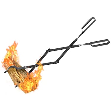 AGM Fireplace Tongs 26 Fire Pit Accessories Firewood Tongs Log Grabber for Thick logs Heavy Duty Wrought Iron Fire Pit FireTongs Campfire BBQ Stove Log Tweezers OutdoorIndoor Fire Pit Tools