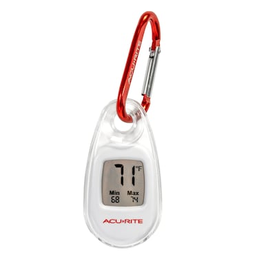 AcuRite Portable Digital Thermometer for Indoor or Outdoor Temperature with Carabiner Clip 00333