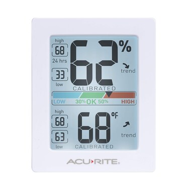 AcuRite Pro Humidity Meter  Thermometer with Touch Activated Backlight White