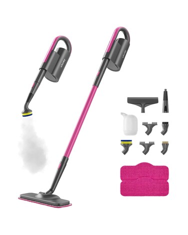 Schenley Steam Mop Cleaner with Detachable Handheld Steamer for Cleaning HardwoodLaminate Floor Tiles and Grout with 7in1 Multipurpose Accessories and Washable Microfiber Pads