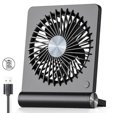 Koonie USB Fan Strong Wind Ultra Quiet Small Desk Fan 220 Tilt Folding 3 Speeds Adjustable USBC Powered Personal Fan for Home Office Desktop Black