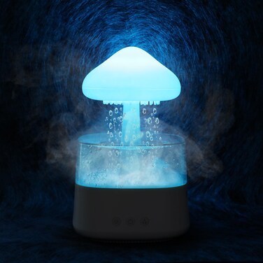 Riecin Rain Cloud Humidifier Water Drip with Adjustable LED Lights White Noise Humidification Desk Fountain Bedside Sleeping Relaxing Mood White