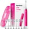 Aquasonic Vibe Series UltraWhitening Toothbrush  ADA Accepted Electric Toothbrush  8 Brush Heads  Travel Case  40000 VPM Motor  Wireless Charging  4 Modes w Smart Timer  Electric Pink
