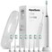 Aquasonic Vibe Series UltraWhitening Toothbrush  ADA Accepted Electric Toothbrush  8 Brush Heads  Travel Case  40000 VPM Motor  Wireless Charging  4 Modes w Smart Timer  Optic White