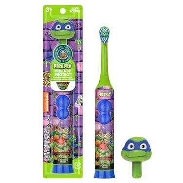 Firefly Clean N Protect Teenage Mutant Ninja Turtles Power Toothbrush with 3D Character Cover Soft Bristles Battery Included Ages 3 11