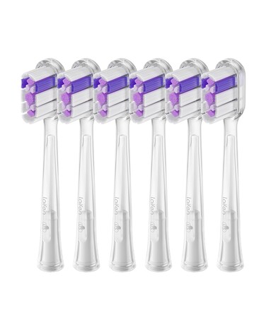 Laifen Toothbrush Head 6 Count Replacement Toothbrush Heads for Adults Compatible with Laifen Wave Electric Toothbrush UltraWhitening Transparent