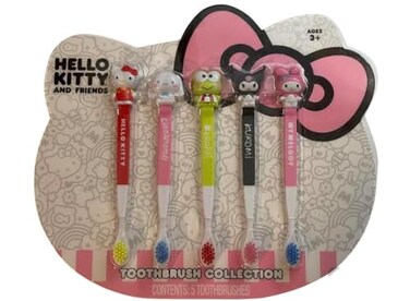 SANRIO Hello Kitty and Friends Toothbrush Collection Set of 5 Characters Include  Hello Kitty  Cinnamoroll  Keroppi  Kuromi  My Melody