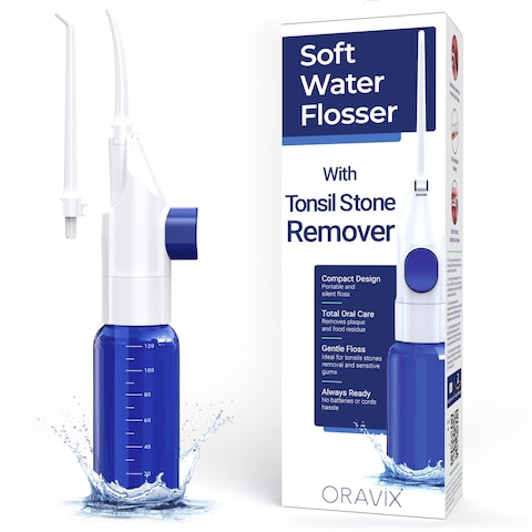 ORAVIX Dental Water Flosser Tonsil Stone Remover Oral Irrigator Water Flosser Gentle Water Flosser for Sensitive Teeth and Gums Kids Water Flosser Manual Water Flosser No Electricity or Batteries