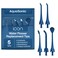 AquaSonic Icon Water Flosser Replacement Tips  5 Tips 4 Tip Types Standard Periodontal Orthodontic  Tongue Scraper  Genuine Authentic Parts Navy