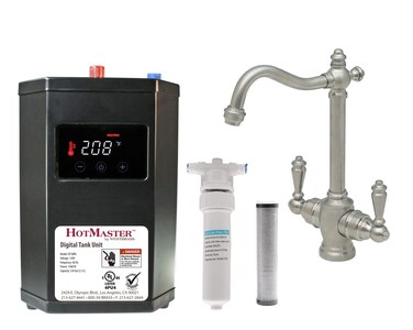 Westbrass DT1F20520 Victorian 9 in Instant Hot and Cold Faucet with HotMaster DigiHot Digital Tank System Water Dispenser Stainless Steel