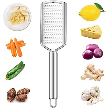 UpTuoLi Handheld Cheese Grater Cheese Zester Stainless Steel Lemon Zester Kitchen Vegetable Peeler Food Zester Grater Slicer for Ginger Garlic Chocolate Fruits Zester Grater with Handle