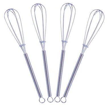 zYoung 4 Pcs 7 Inch Mini Whisk  Small Wire Kitchen Whisks  Small Sizes Make for Easier Whisking Action