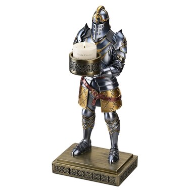 Amoysanli Medieval Armored Warrior Big Candlestick Holder Resin Tealight Holder Warrior Decorative Bookends Desktop Small Container for Key Safety Pins Crafts Metal Clips 1512 Inch Blue