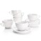 Sweese 4306 Porcelain Cappuccino Cups with Saucers  6 Ounce for Specialty Coffee Drinks Latte Cafe Mocha and Tea  Set of 6 White