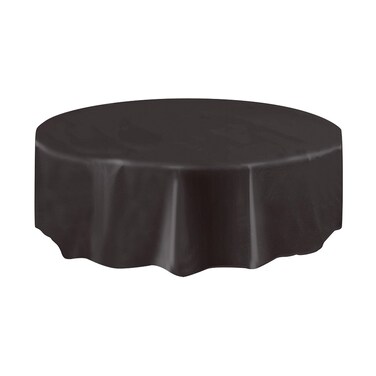 Unique Round Black Plastic Tablecloth 84