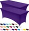 Utopia Kitchen Spandex Tablecloth 2 Pack 6FT Purple Tight Fitted Washable and Wrinkle Resistant Stretch Rectangular Patio Table Cover for Event Wedding Banquet  Parties 72Lx30Wx30H Inch