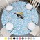 Table Cloth Fitted Round Plastic Vinyl Tablecloth with Flannel Backing and Elastic Edge Waterproof Table Protector for Dining Room Table Blue LeavesSmall Small 3642 Diameter90cm110cm
