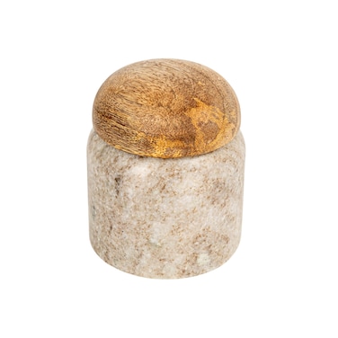 Creative CoOp Modern Marble Wood Lid Natural Canister