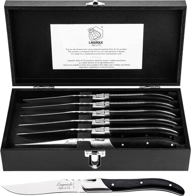 Laguiole Style de Vie Steak Knives Luxury Line 6 pieces Ebony wood in giftbox