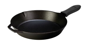 Lodge 30cm Black Silicone  Seasoned Cast Iron Skillet with Hot Handle Holder  12 Cast Iron Frying Pan with Silicone Hot Handle Holder BLACK