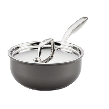 Breville Thermal Pro Hard Anodized Nonstick Sauce PanSaucepanSaucier with Lid 25 Quart Gray