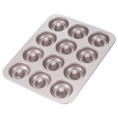 CHEFMADE Donut Mold Cake Pan 12Cavity NonStick Ring Doughnut Bakeware for Oven Baking Champagne Gold