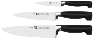Zwilling Four Star 3pc Knife Set Forged Special Formula HighCarbon stainless steel Icehardened Ergonomic handle Set Chefs Knife Slicing Knife Paring Knife Made in Germany