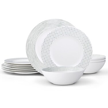 Noritake Green Hammock 12Piece Rim Set Service for 4 in GreenWhite