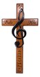 HJ Sherman Praise Him 12 Carved Wooden Solid Mahogany Wall Cross with Treble Clef and Scripture From Psalm 150