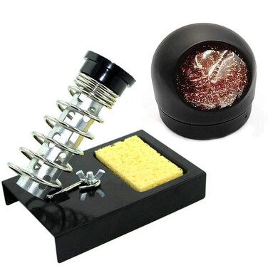 Jiayouy Soldering Iron Holder Solder Iron Stand Black Base and 1PC Ball Shell Holder with Soldering Tip Cleaner