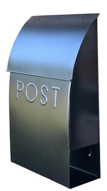 NACH Milano Pointed Rustic Metal Mailbox Powder Coated Finish Black Mailbox Maximum Rust Protection Wall Mount Mailboxes for Outside 15 x 10 x 4 Hardware Included MB44902