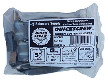 Quick Screw 5 10 Pack Premium Hidden Rain Gutter Bracket Hook Hangers with Screw Clip Style