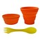 Ecoart Silicone Collapsible Bowl Cup Set with Spork for Outdoor Camping Hiking Travel  Set of 3