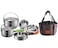CAMPINGMOON Stainless Steel Outdoor Camping Nesting Mess Kit Cookware Set Pots Pans with Storage Carrying Bag