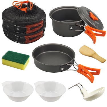 Camping Cooking Set7Pcs Camping Pan Set for Backpack Cookware Pot and Pans Set Survival Cooking Kit for Hiking Cooking Gear Outdoor Cooking and PicnicHiking Picnic