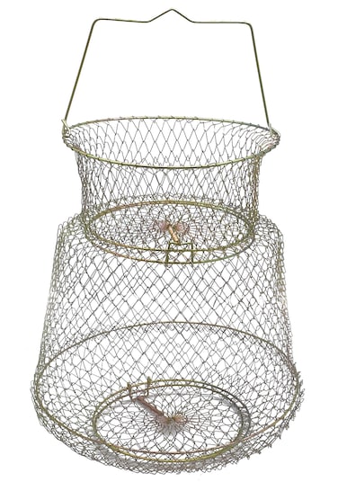 Metal Fish Basket Wire Metal Fish Basket Foldable Fishing Cage Crab Fish Basket